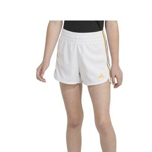Adidas Girls White Shorts with Colorful Stripes